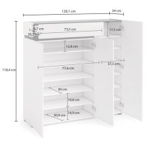 Belfort High Gloss Shoe Cabinet 3 Doors In White And Slate Grey