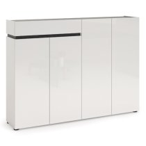 Belfort High Gloss Shoe Cabinet 4 Doors In White And Slate Grey