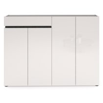 Belfort High Gloss Shoe Cabinet 4 Doors In White And Slate Grey