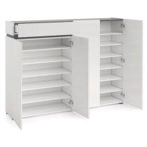 Belfort High Gloss Shoe Cabinet 4 Doors In White And Slate Grey