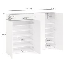 Belfort High Gloss Shoe Cabinet 4 Doors In White And Slate Grey