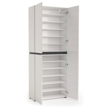 Belfort High Gloss Shoe Cabinet Tall 3 Doors In White Slate Grey