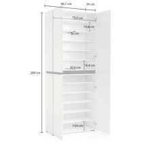 Belfort High Gloss Shoe Cabinet Tall 3 Doors In White Slate Grey