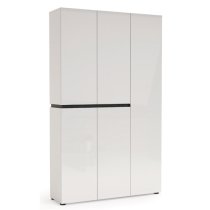 Belfort High Gloss Shoe Cabinet Tall 5 Doors In White Slate Grey