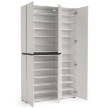 Belfort High Gloss Shoe Cabinet Tall 5 Doors In White Slate Grey