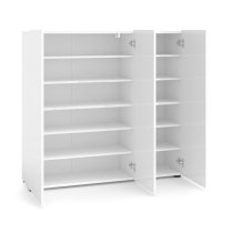 Maestro High Gloss Shoe Cabinet 3 Doors 10 Shelves In White