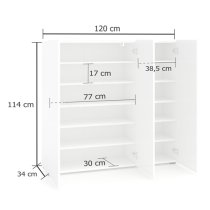 Maestro High Gloss Shoe Cabinet 3 Doors 10 Shelves In White