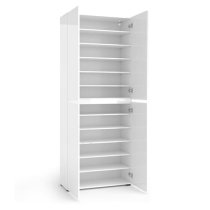 Maestro High Gloss Shoe Cabinet Tall 4 Doors 10 Shelves In White