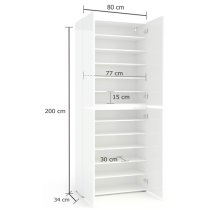 Maestro High Gloss Shoe Cabinet Tall 4 Doors 10 Shelves In White