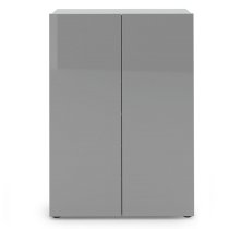 Maestro High Gloss Shoe Cabinet 2 Doors 5 Shelves In Grey