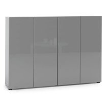 Maestro High Gloss Shoe Cabinet 4 Doors 10 Shelves In Grey