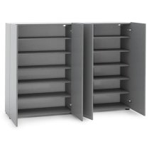 Maestro High Gloss Shoe Cabinet 4 Doors 10 Shelves In Grey