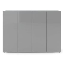 Maestro High Gloss Shoe Cabinet 4 Doors 10 Shelves In Grey