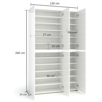 Maestro High Gloss Shoe Cabinet Tall 6 Doors 20 Shelves In Grey