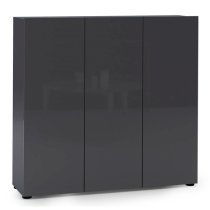 Maestro High Gloss Shoe Cabinet 3 Doors 10 Shelves In Anthracite