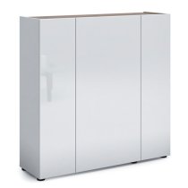 Tivoli High Gloss Shoe Cabinet 3 Doors In White Artisan Oak Top