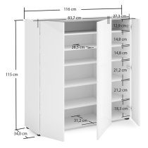 Tivoli High Gloss Shoe Cabinet 3 Doors In White Artisan Oak Top