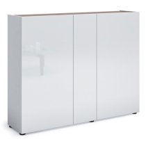 Tivoli Gloss Shoe Cabinet Wide 3 Doors In White Artisan Oak Top