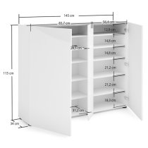 Tivoli Gloss Shoe Cabinet Wide 3 Doors In White Artisan Oak Top