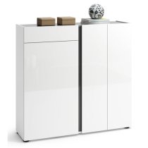 Noah High Gloss Shoe Cabinet 3 Doors In White Anthracite