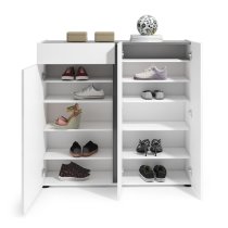 Noah High Gloss Shoe Cabinet 3 Doors In White Anthracite