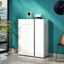 Noah High Gloss Shoe Cabinet 2 Doors In White Anthracite