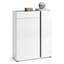 Noah High Gloss Shoe Cabinet 2 Doors In White Anthracite