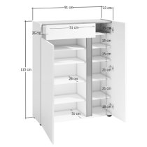 Noah High Gloss Shoe Cabinet 2 Doors In White Anthracite