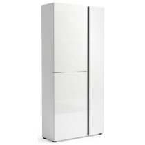 Noah High Gloss Shoe Cabinet Tall 3 Doors In White Anthracite