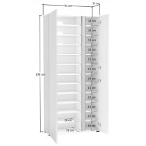 Noah High Gloss Shoe Cabinet Tall 3 Doors In White Anthracite