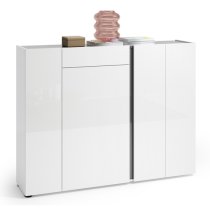 Noah High Gloss Shoe Cabinet 4 Doors 1 Drawer In White Anthracite