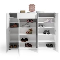 Noah High Gloss Shoe Cabinet 4 Doors 1 Drawer In White Anthracite