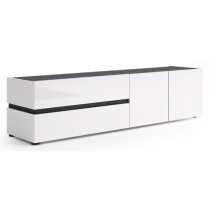 Belfort High Gloss TV Stand 2 Doors 2 Drawers In White Slate Grey