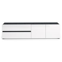 Belfort High Gloss TV Stand 2 Doors 2 Drawers In White Slate Grey