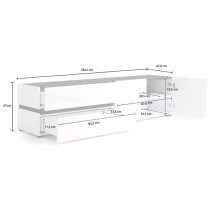 Belfort High Gloss TV Stand 2 Doors 2 Drawers In White Slate Grey