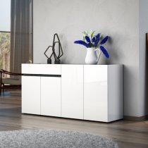 Belfort High Gloss Sideboard 4 Doors 1 Drawer In White Slate Grey