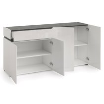 Belfort High Gloss Sideboard 4 Doors 1 Drawer In White Slate Grey