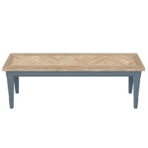 Sanford Wooden Dining Bench Small In Blue And Oak