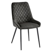 Sanford Grey Velvet Dining Chairs With Black Legs In Pair