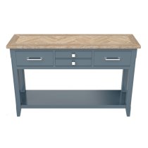 Sanford Wooden Console Table With 4 Drawers In Blue