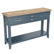 Sanford Wooden Console Table With 4 Drawers In Blue