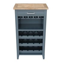 Sanford Wooden Wine Rack And Glass Storage Cabinet In Blue