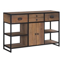 Olbia Wooden Sideboard Open With 2 Doors 4 Drawers In Oak