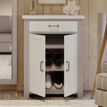 Gilford Wooden Shoe Storage Cabinet With Drawer In Grey