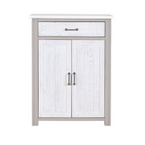 Gilford Wooden Shoe Storage Cabinet With Drawer In Grey