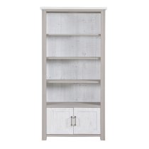 Gilford Wooden Large Open Bookcase With 2 Doors In Grey