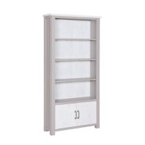 Gilford Wooden Large Open Bookcase With 2 Doors In Grey