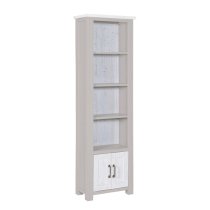 Gilford Wooden Open Bookcase Narrow With 2 Doors In Grey