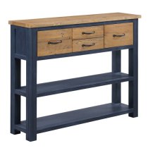 Savona Wooden Console Table With 4 Drawers In Blue