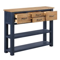 Savona Wooden Console Table With 4 Drawers In Blue